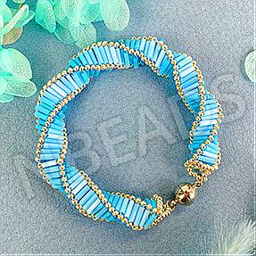 Nbeads Tutorials on How to Make Blue Spiral Bracelet with Bugle Beads