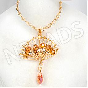 Nbeads Tutorials on How to make a Fan-shaped Wire Pendant Necklace with Glass Beads