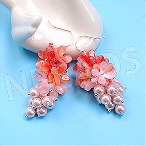 Nbeads Tutorials on How to  Make Pink Flower Beads Dangle Earrings