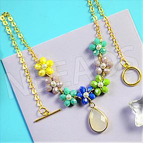 Nbeads Tutorials on How to Make  Colorful Flower Pattern Beaded Chain Necklace