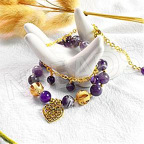 Nbeads Tutorials on How to Make  Double-layer Purple Crystal Bracelet