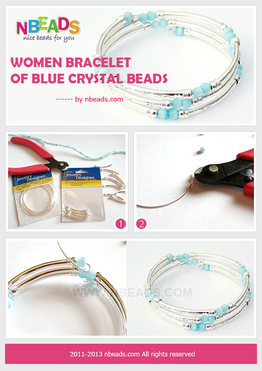 women bracelet of blue crystal beads