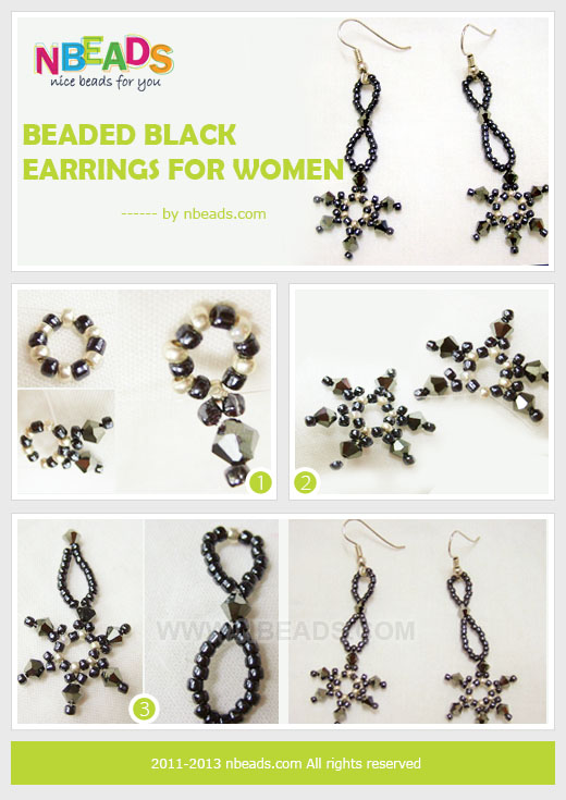 beaded black earrings for women