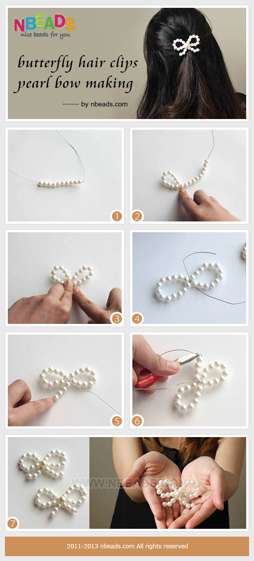 butterfly hair clips-pearl bow making