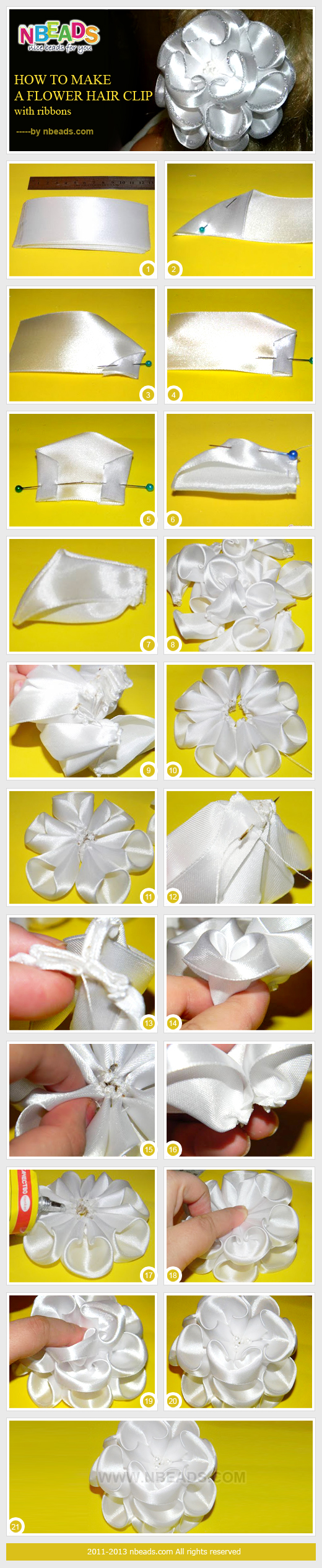 how to make a flower hair clip with ribbons