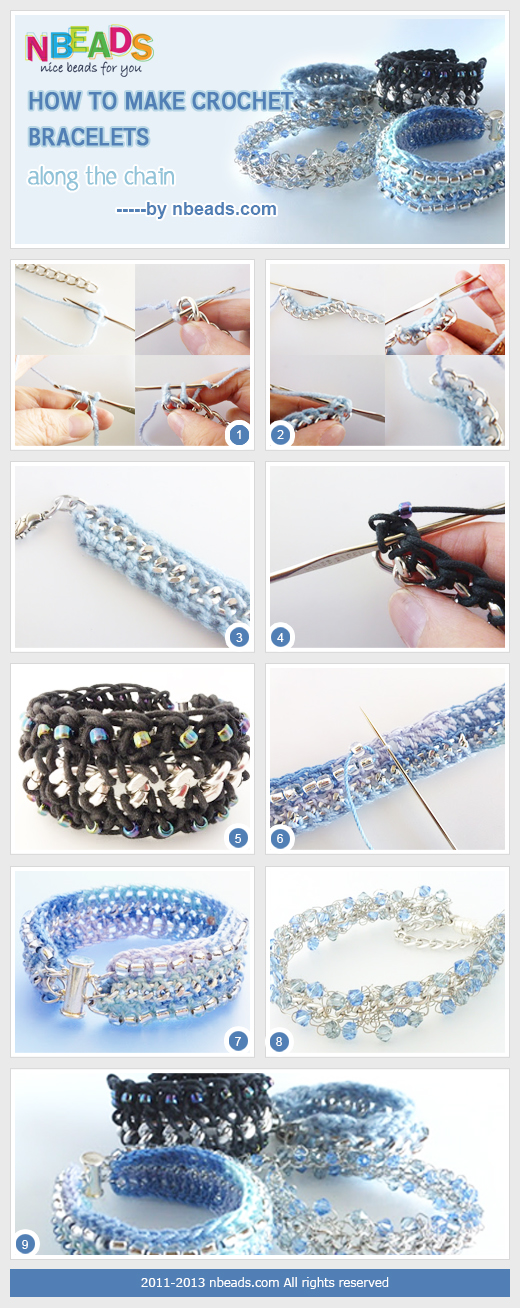how to make crochet bracelets along the chain