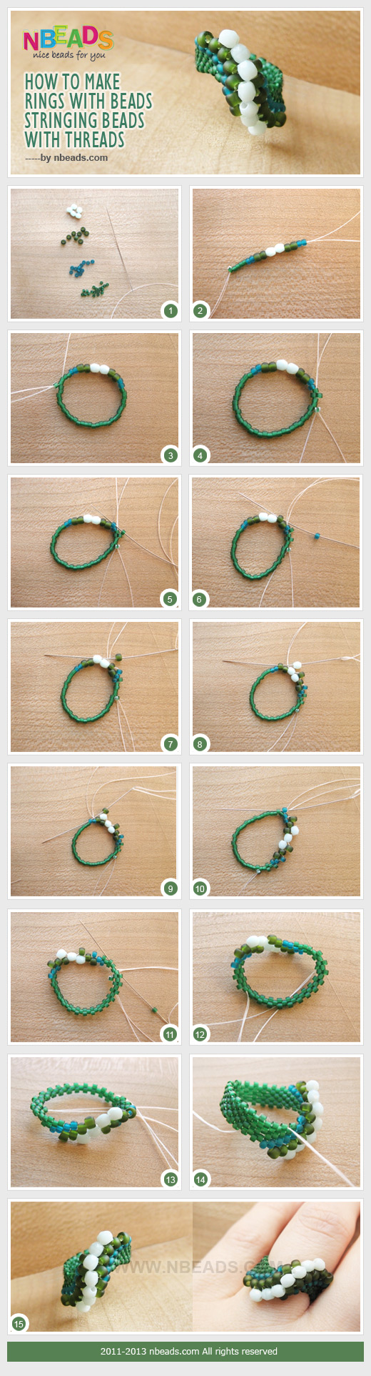 how to make rings with beads-stringing beads with threads