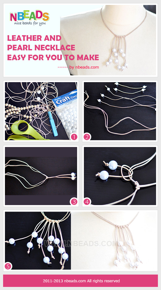 leather and pearl necklace-easy for you to make