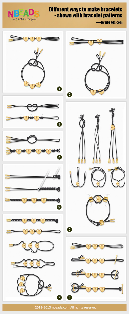 different ways to make bracelets - shown with bracelet patterns