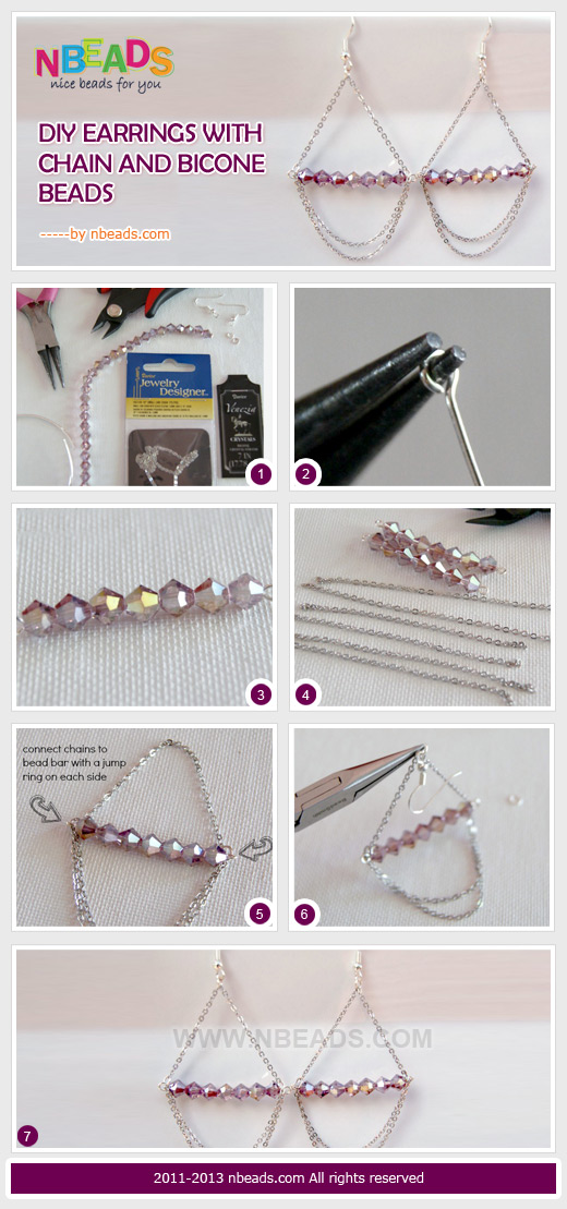 diy earrings with chain and bicone beads