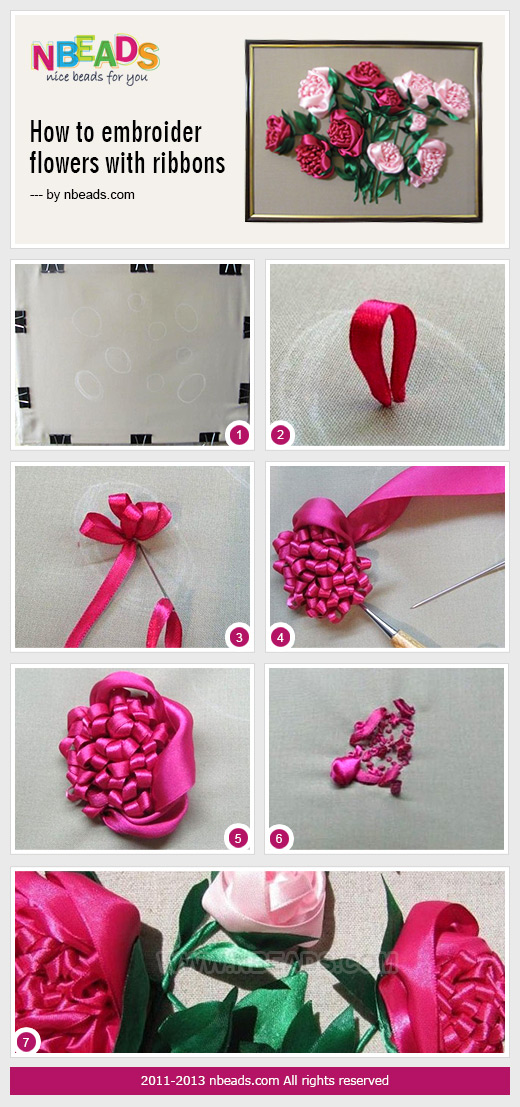 how to embroider flowers with ribbons
