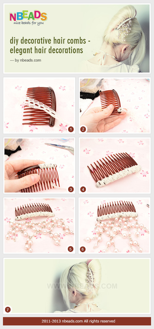 diy decorative hair combs - elegant hair decorations