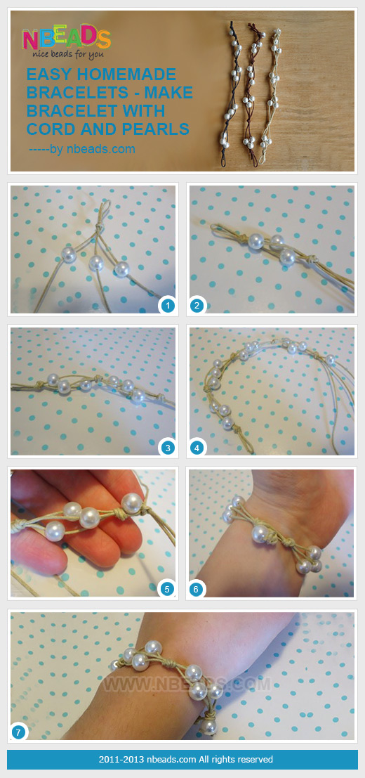easy homemade bracelets - make bracelet with cord and pearls