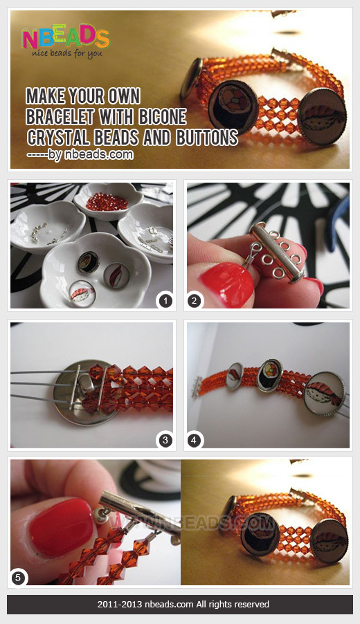 make your own bracelet with bicone crystal beads and buttons