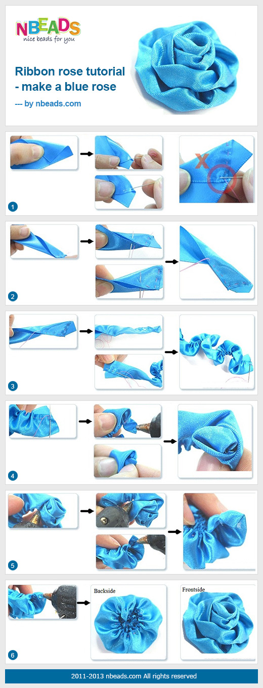 ribbon rose tutorial - make a blue rose
