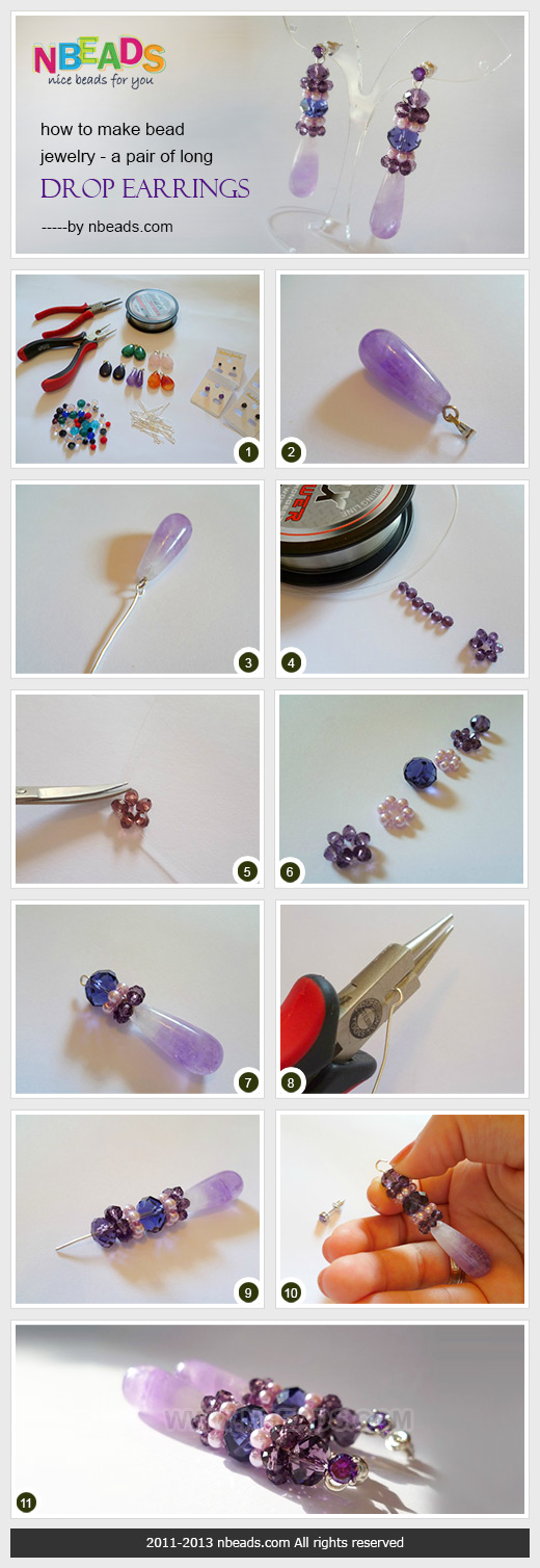how to make bead jewelry - a pair of long drop earrings