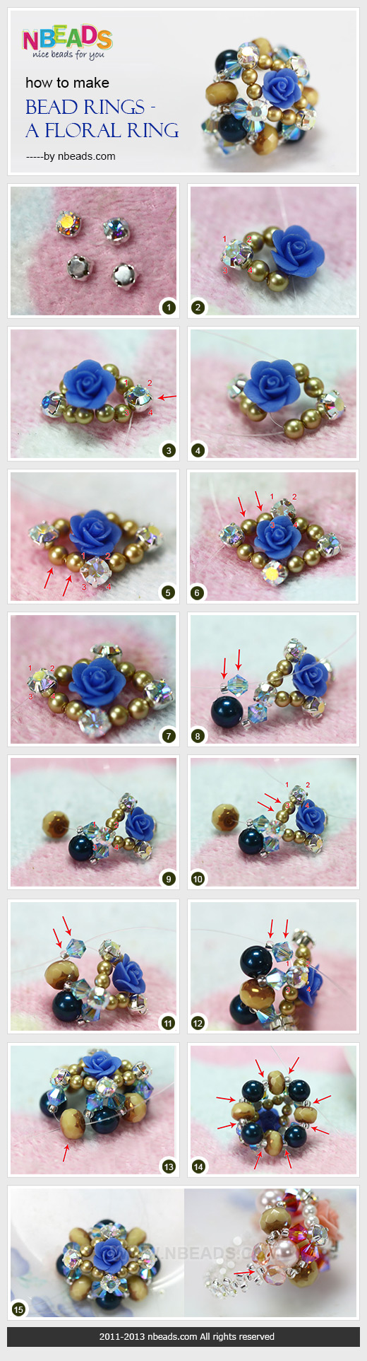 how to make bead rings - a floral ring