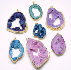 Plated Natural Druzy Agate Big Pendants