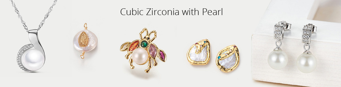Cubic Zirconia with Pearl